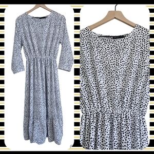 NEW COLLECTION RUFFLE BOTTOM POLKA DOT MIDI DRESS